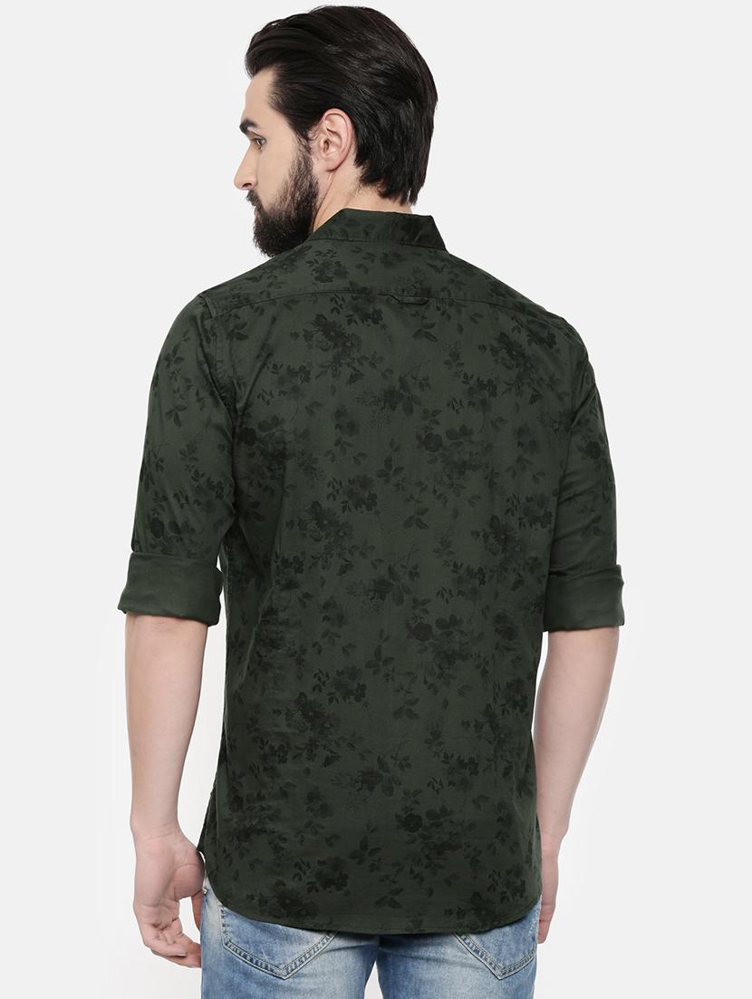 men olive printed regular fit long sleeves casual shirt - 16523953 - Standard Image - 2