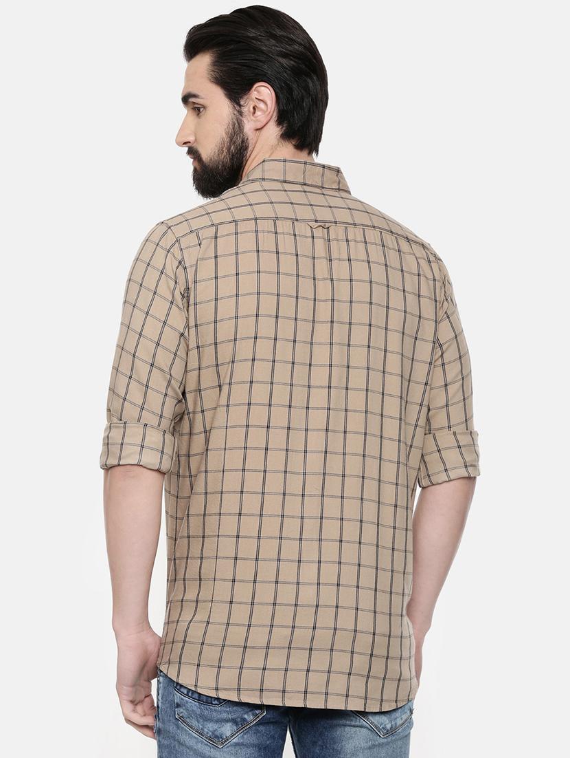 beige checkered casual shirt - 16523972 - Standard Image - 2