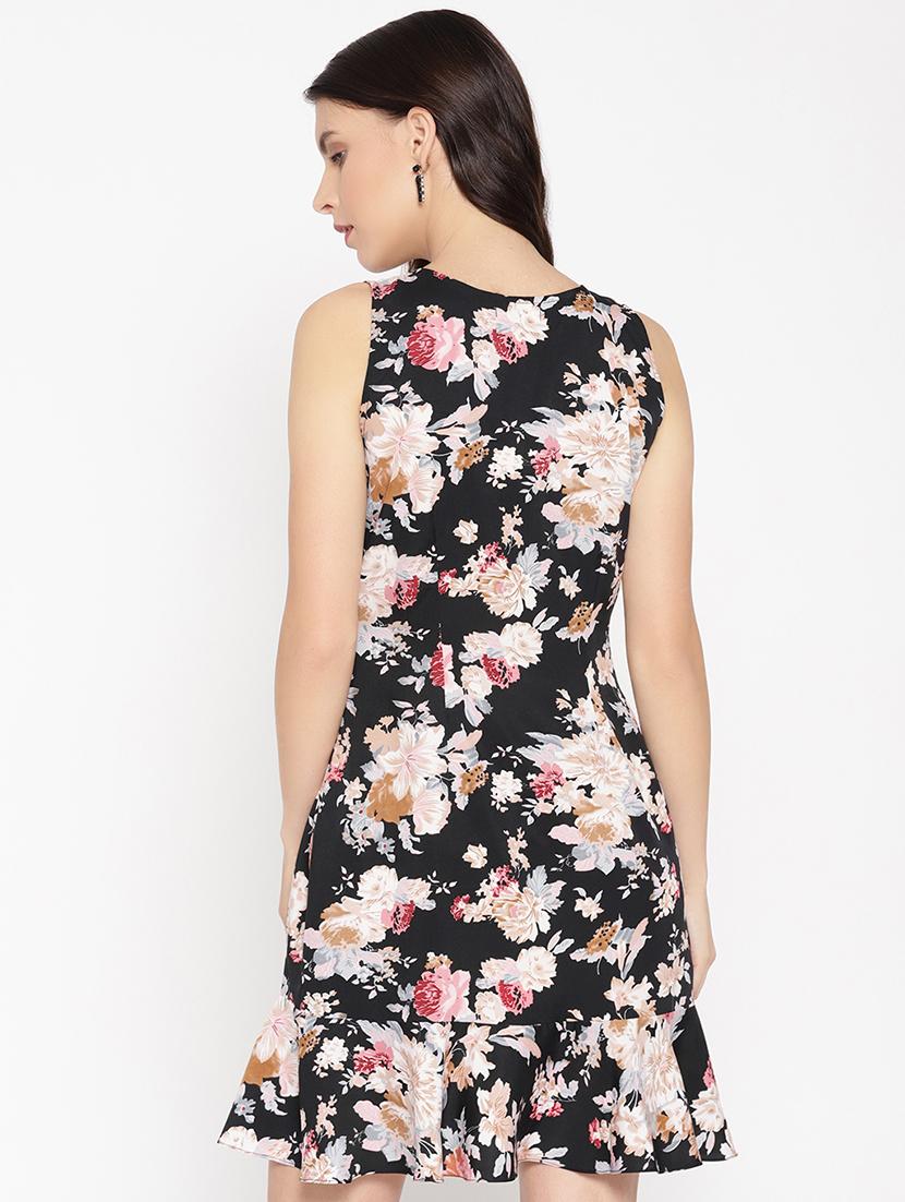 gathered hem floral a-line dress - 16524134 - Standard Image - 2