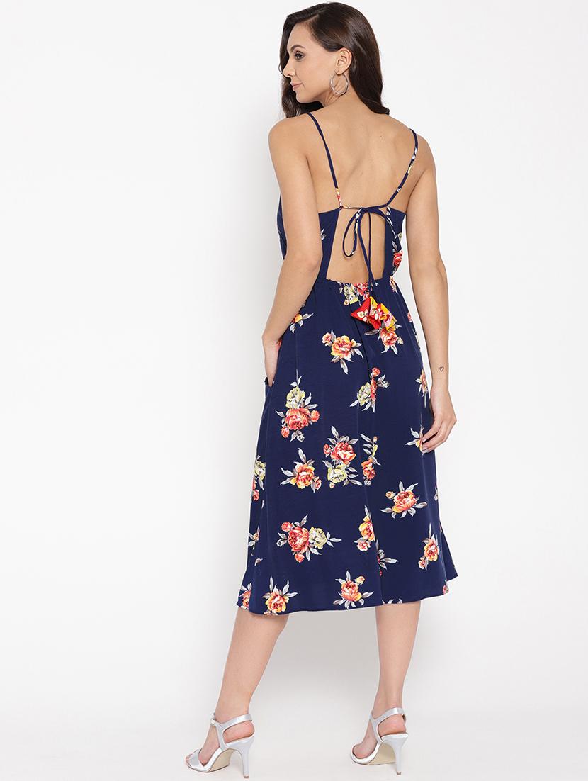 styled back floral a-line dress - 16524139 - Standard Image - 2