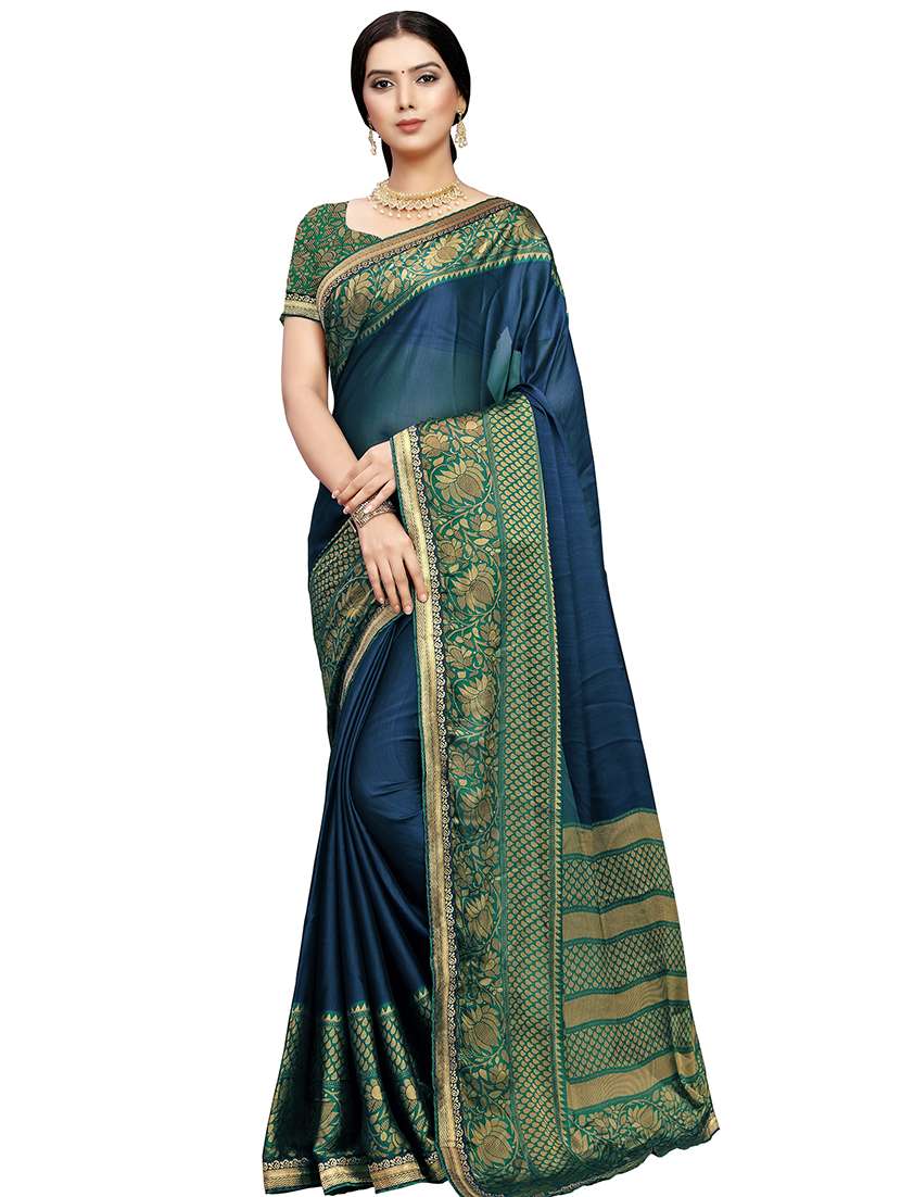 solid printed saree with blouse