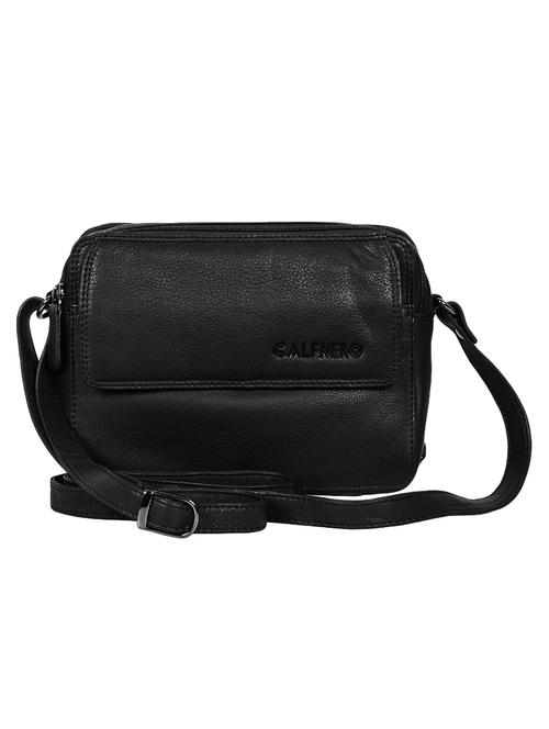 black solid regular sling bag - 16526399 - Standard Image - 0