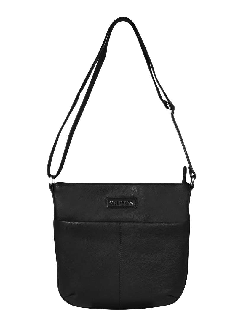 black leather sling bag