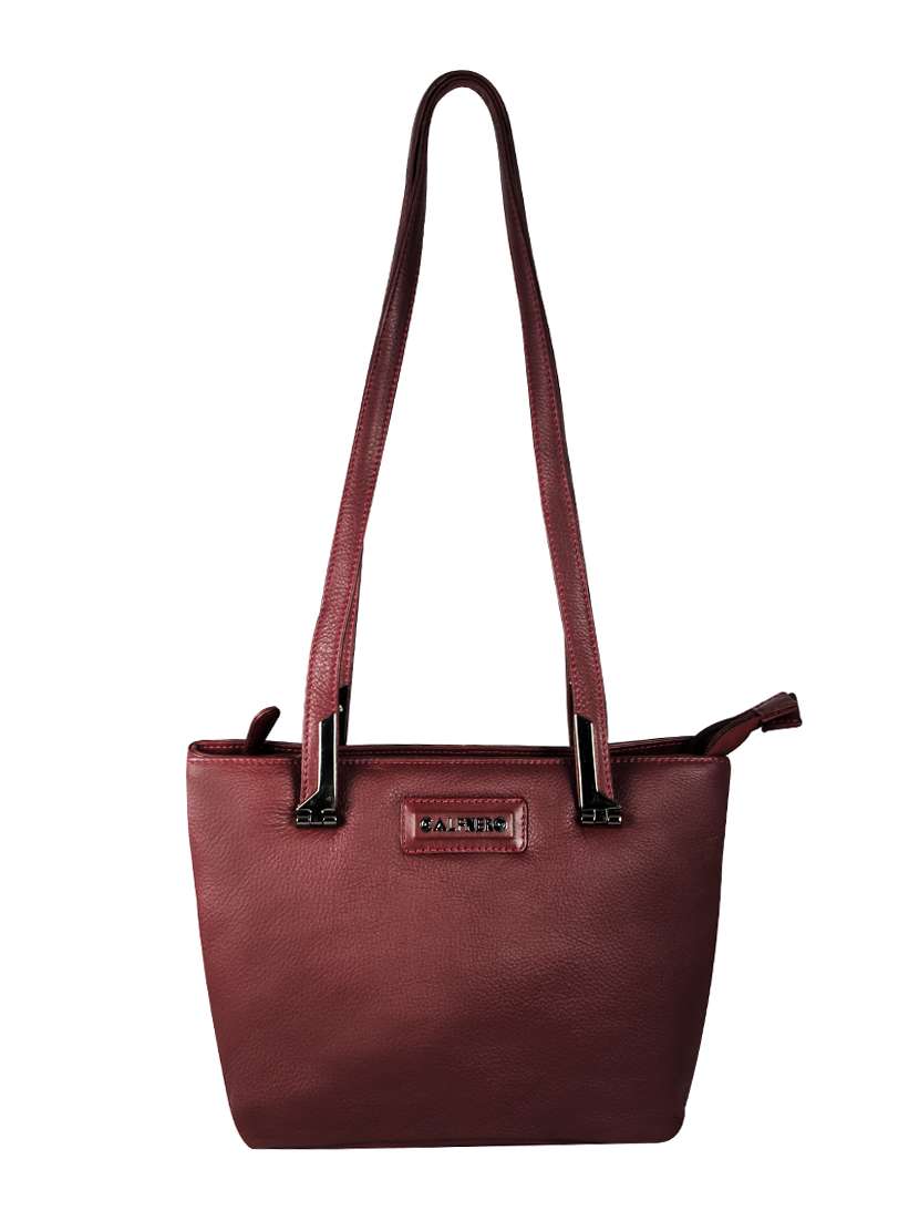 brown leather handbag