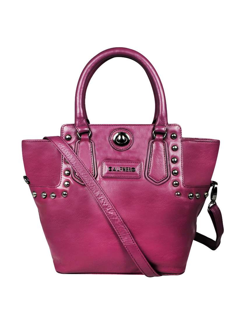 purple leather handbag