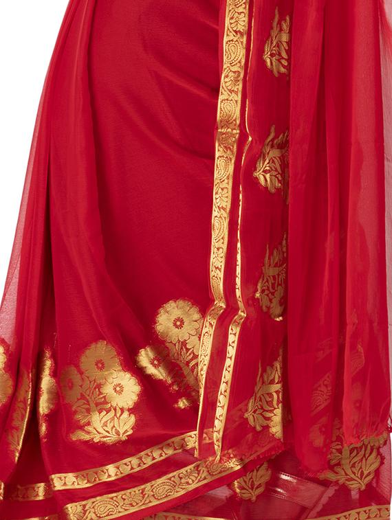 solid bordered saree with blouse - 16527262 - Standard Image - 2