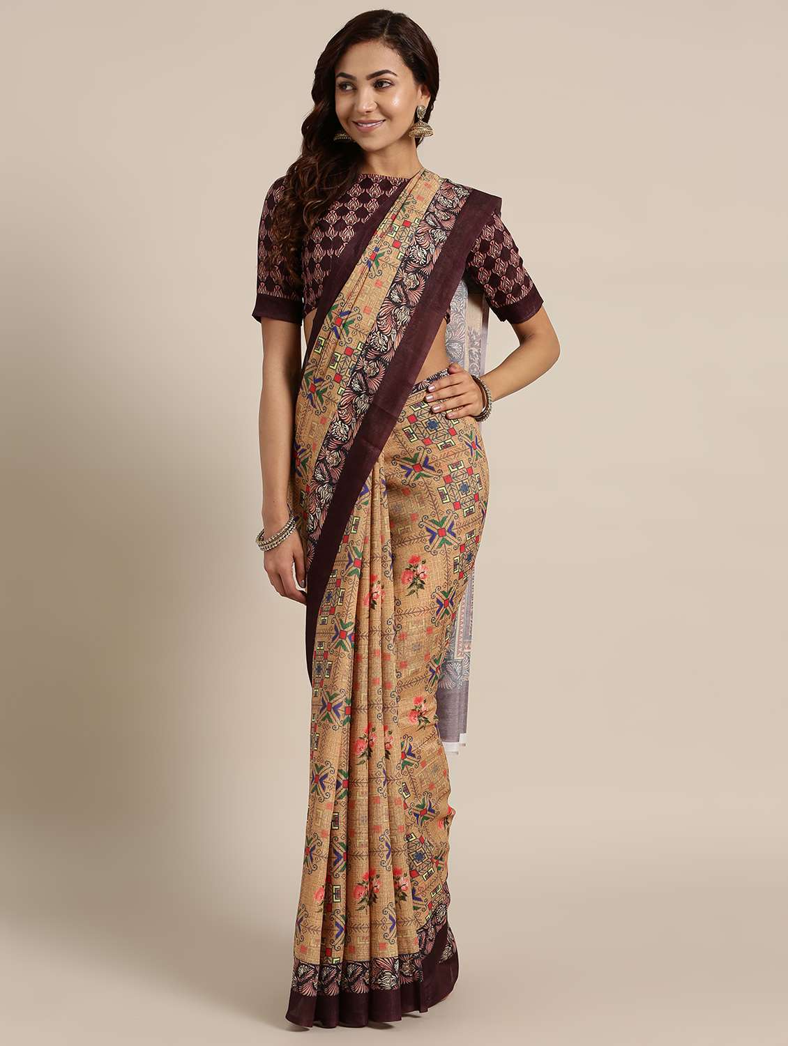 conversational printed saree with blouse