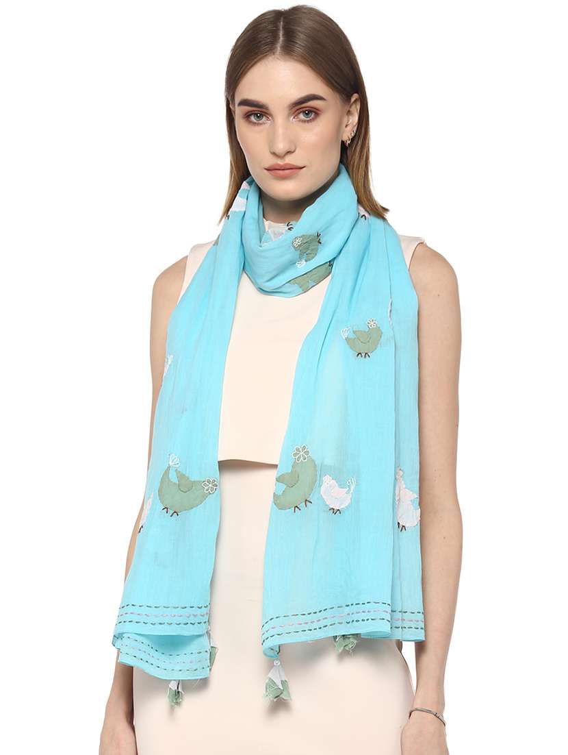 light blue cotton stole - 16529967 - Zoom Image - 0