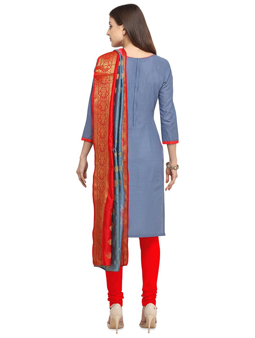 embellished churidaar unstitched suit - 16530450 - Standard Image - 2