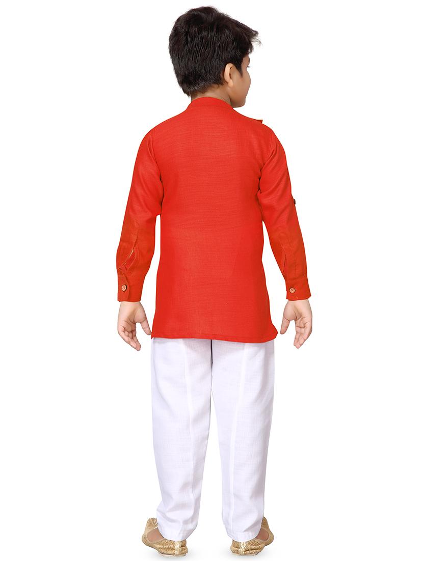 orange cotton kurta pyjama set - 16530659 - Standard Image - 2