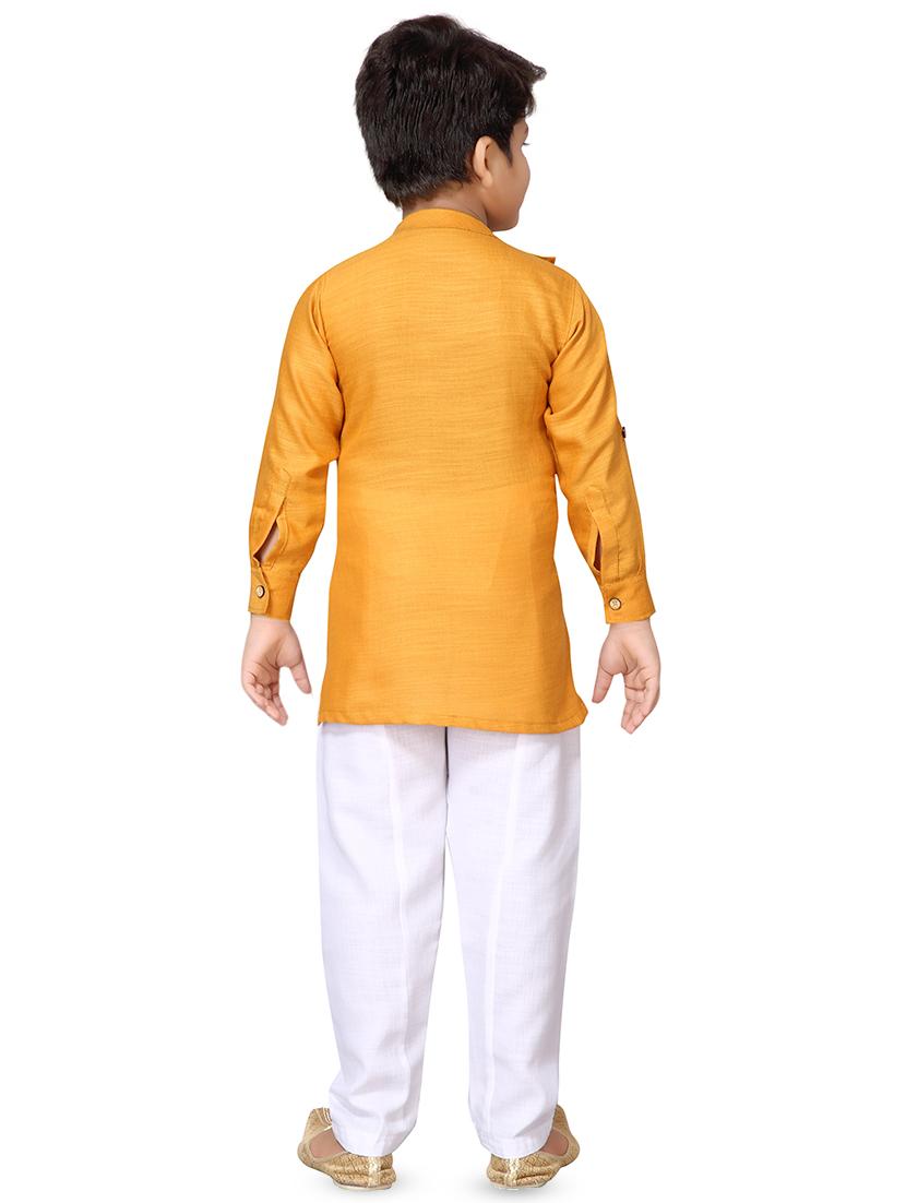 yellow cotton kurta pyjama set - 16530661 - Standard Image - 2