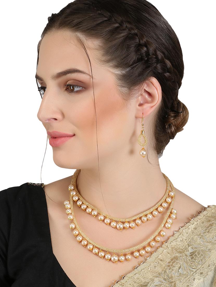 gold tone necklaces and earring - 16532576 - Standard Image - 2