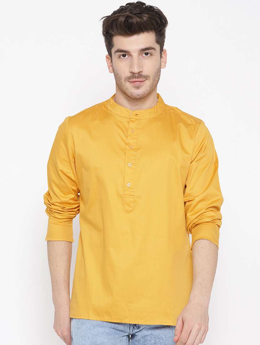 yellow solid short kurta