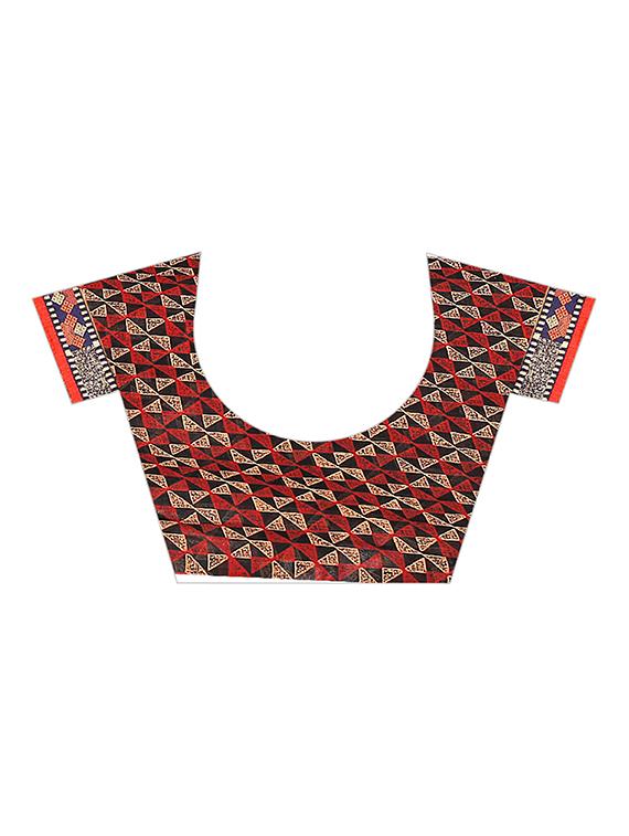 women's geometric maroon colored saree with blouse - 16534611 - Standard Image - 2