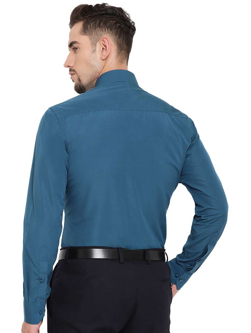 teal blue solid formal shirt - 16538155 -  Standard Image - 2