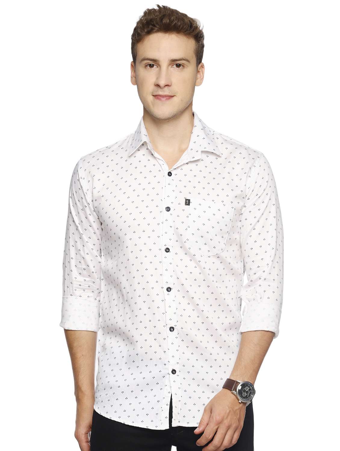 white printed casual shirt