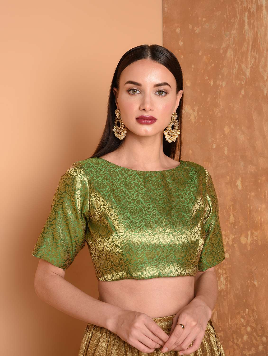 self-design brocade blouse