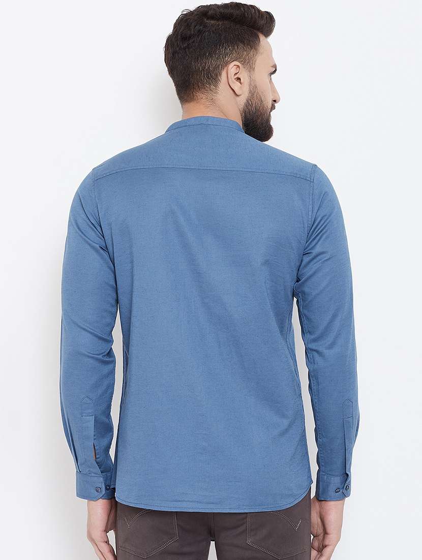 blue linen casual shirt - 16539719 - Standard Image - 2