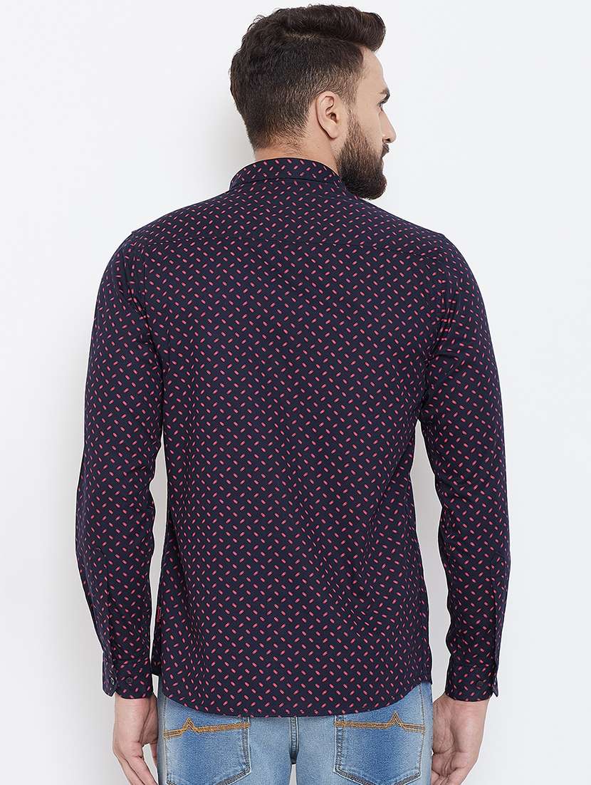 navy blue printed casual shirt - 16539722 -  Standard Image - 2