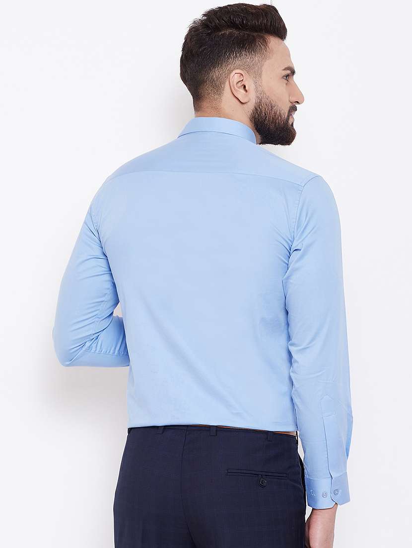 light blue solid formal shirt - 16539736 - Standard Image - 2