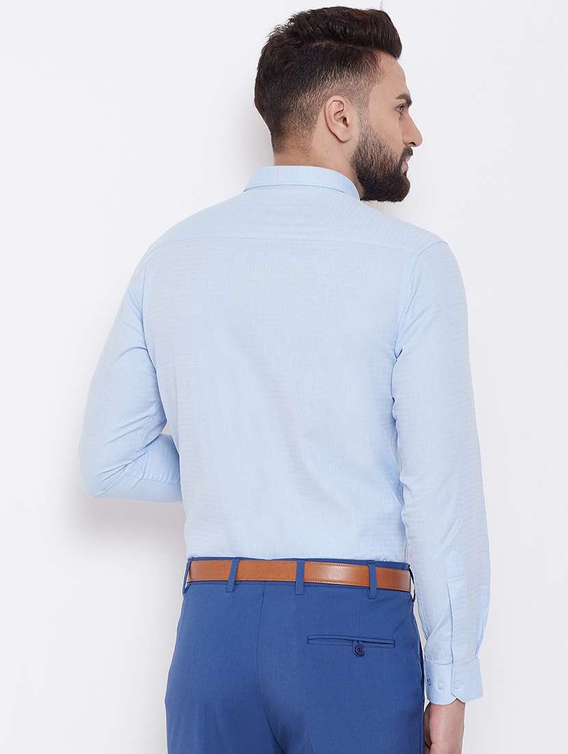 light blue self design formal shirt - 16539744 - Standard Image - 2