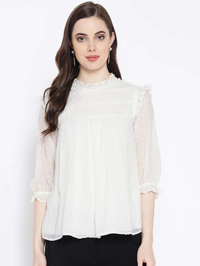 frill detail  dobby top 
