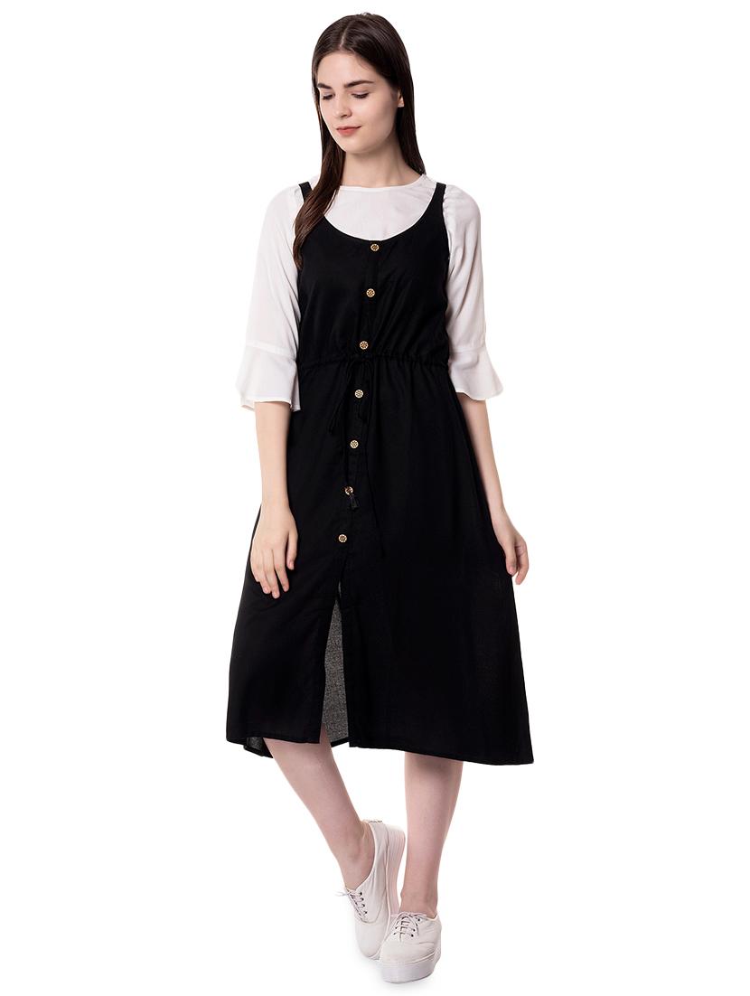 button up a-line dress with solid top - 16542582 - Zoom Image - 0