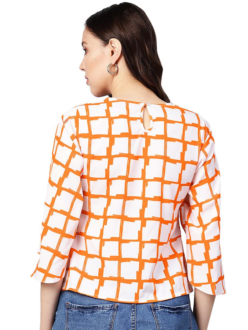 cape sleeved checkered top - 16543128 - Standard Image - 2