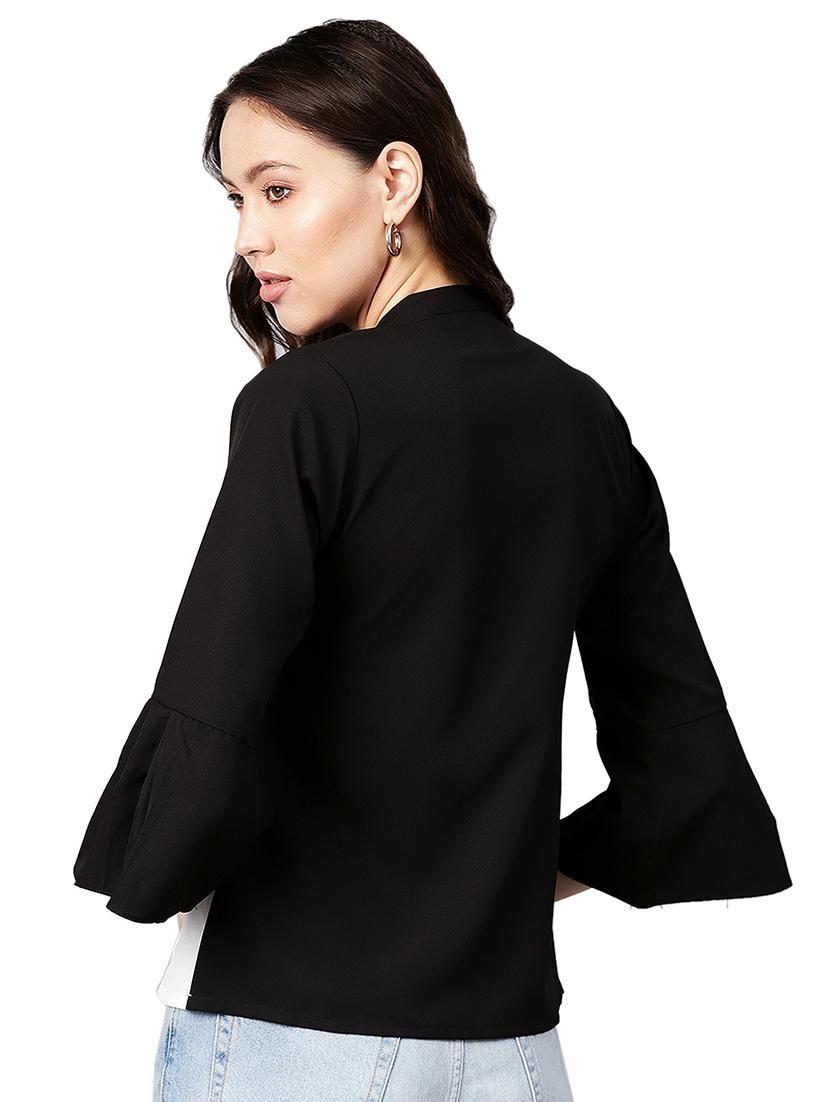 frill trim color block top - 16543131 - Standard Image - 2