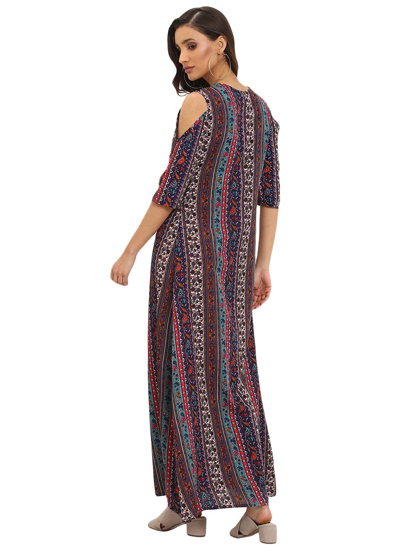tie up neck cold shoulder maxi dress - 16544541 - Standard Image - 2