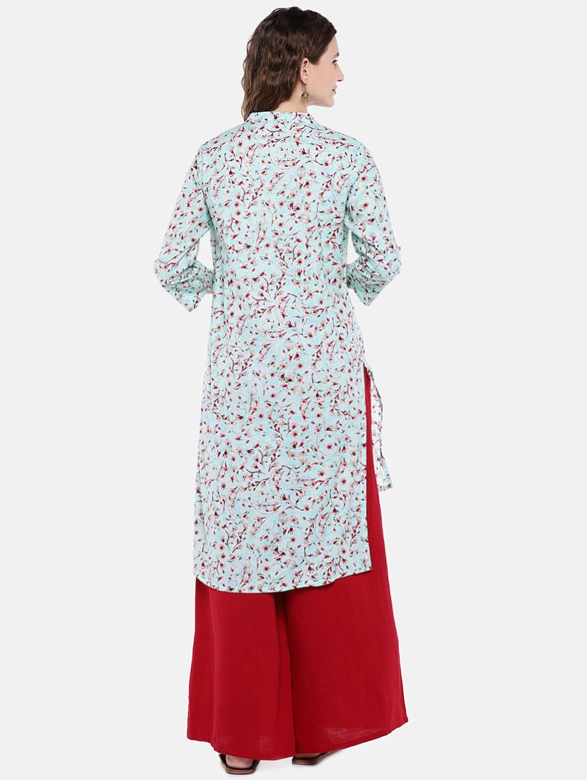 floral printed high-low kurta - 16545129 - Standard Image - 2
