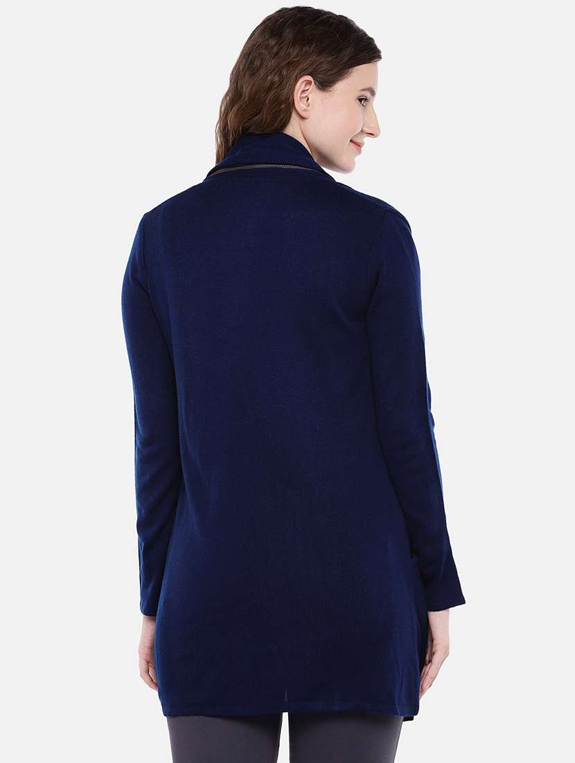 zipper detail long sleeved shrug - 16545165 - Standard Image - 2