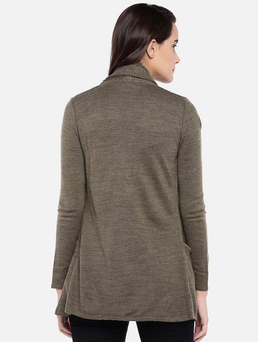 zipper detail long sleeved shrug - 16545166 - Standard Image - 2