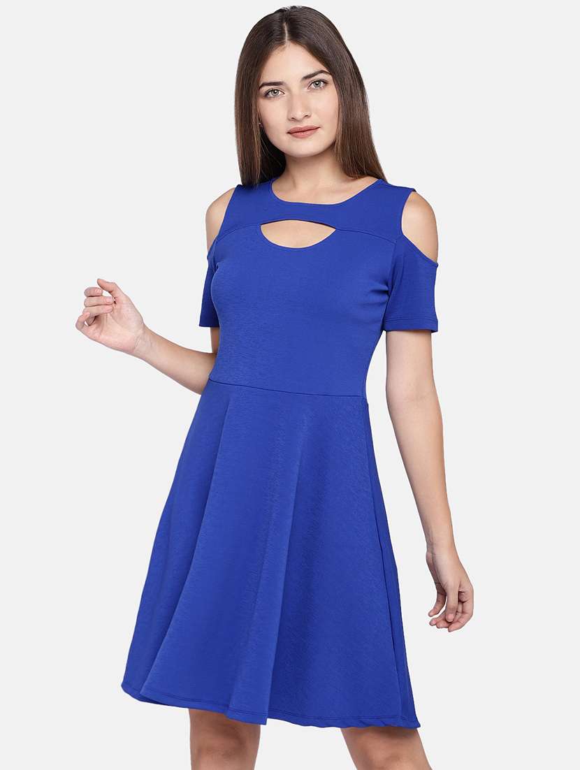 keyhole cold shoulder skater dress
