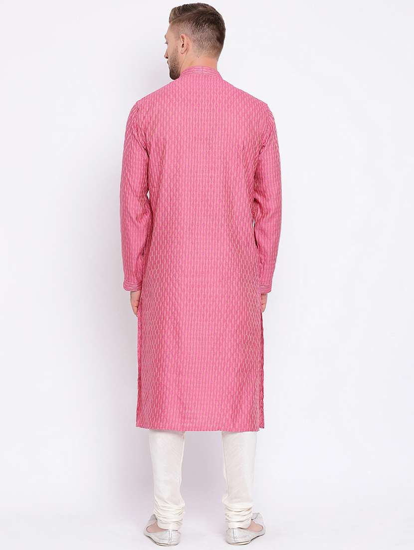 pink pure silk jacquard long kurta - 16545855 -  Standard Image - 2