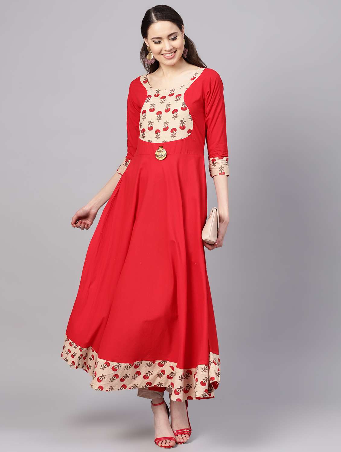 contrast flared kurta