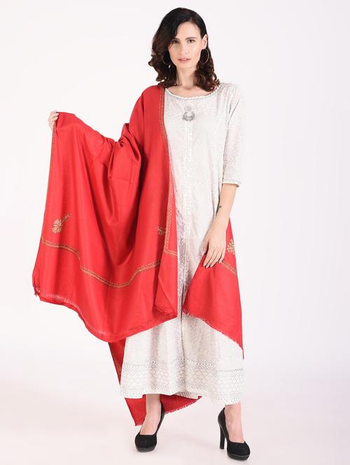 embroidered solid shawl - 16546995 - Standard Image - 0