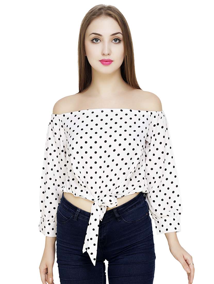 off shoulder polka dot top 