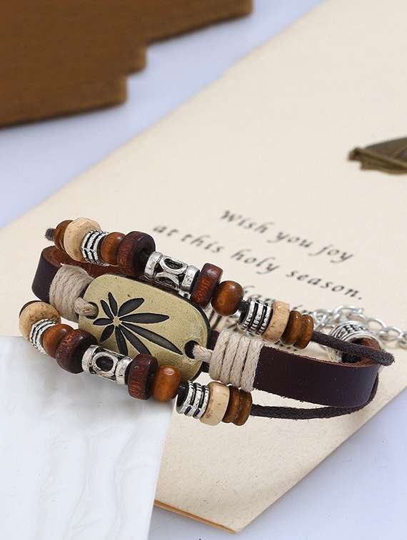 brown wood links bracelet