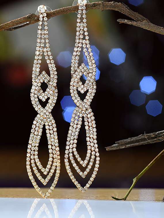 gold crystal drop earrings