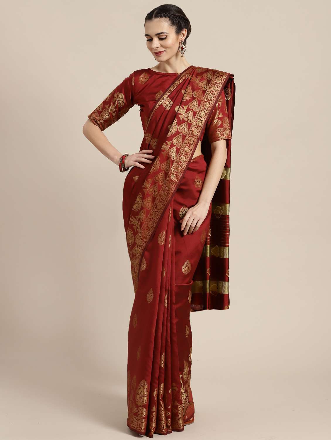 self-design woven saree with blouse