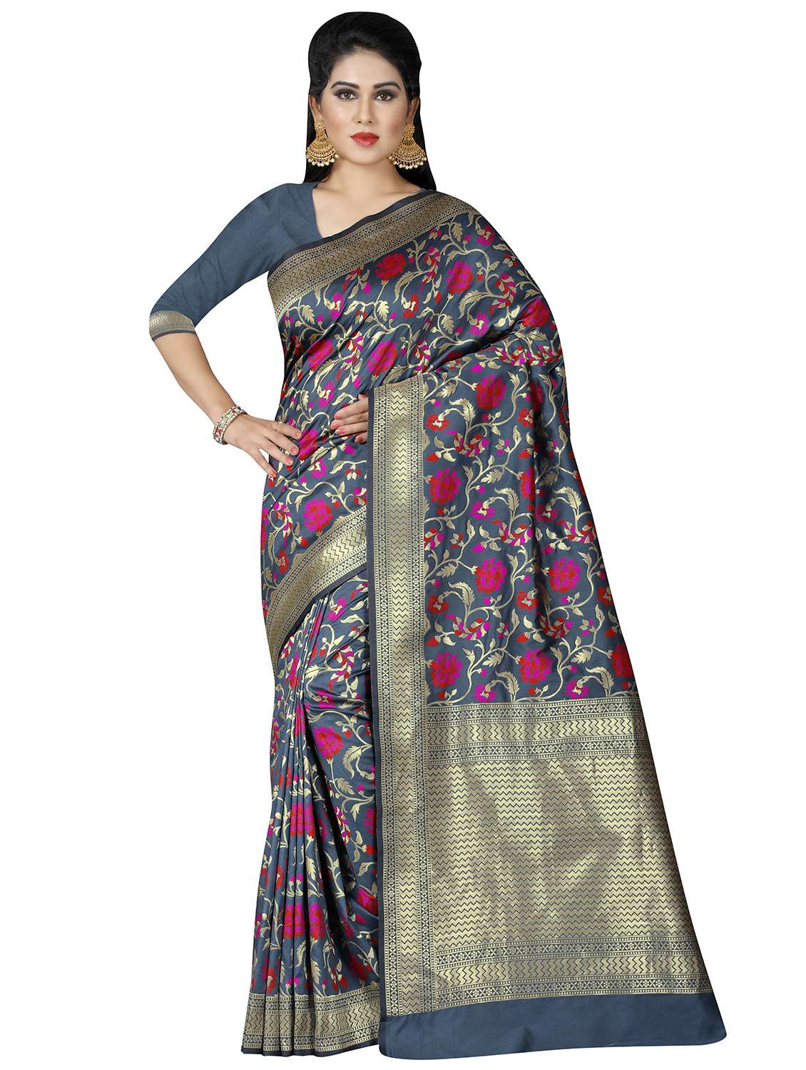floral woven saree