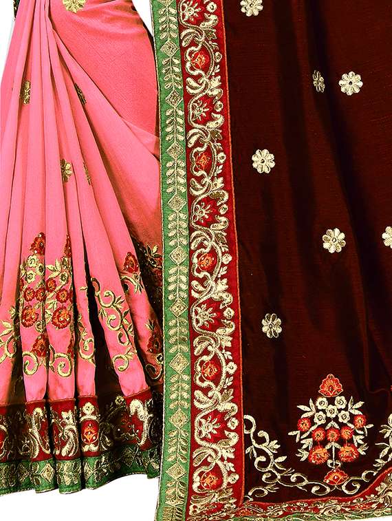  embroidered half & half saree with blouse - 16550699 -  Standard Image - 2