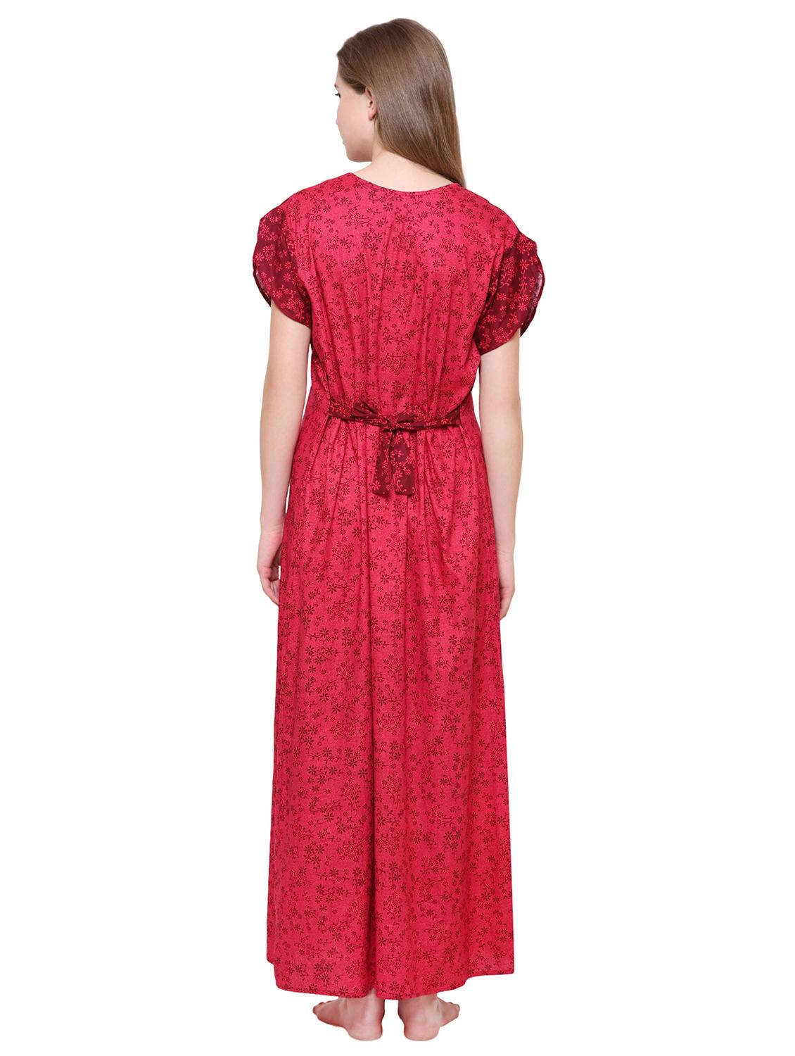 tie back printed nighty - 16550893 - Standard Image - 2