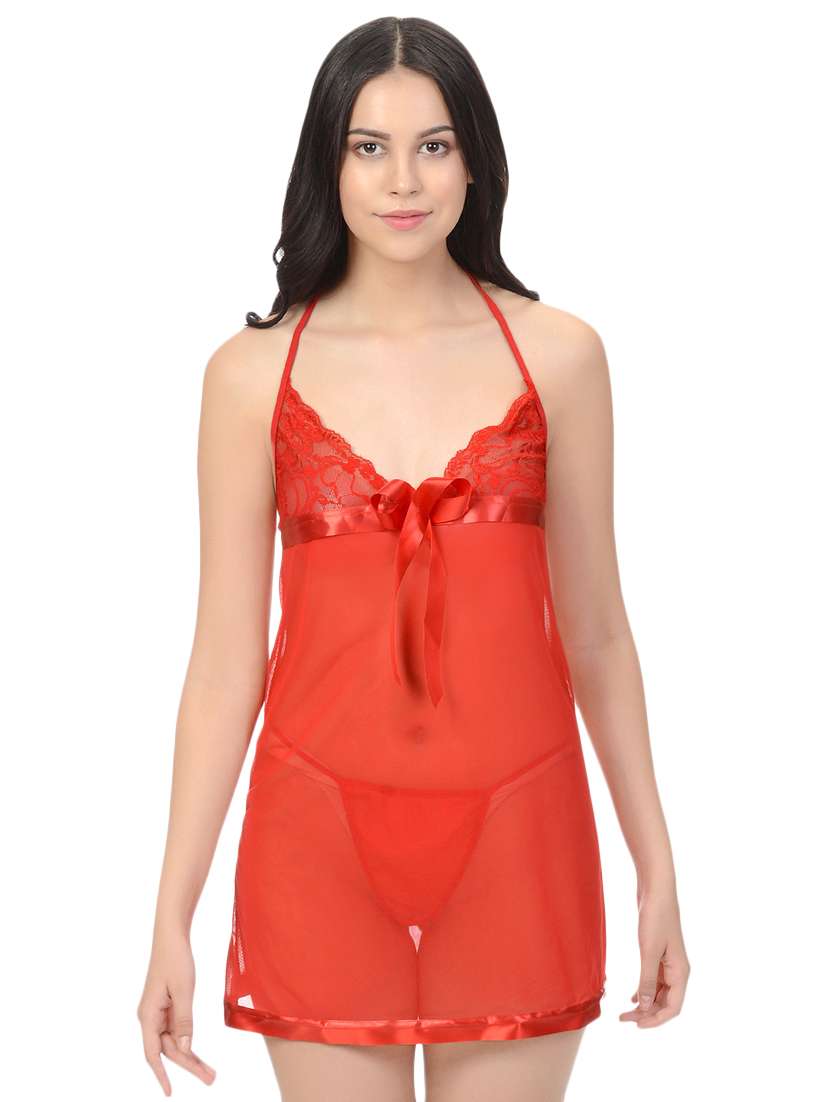 halter neck lace detail babydoll