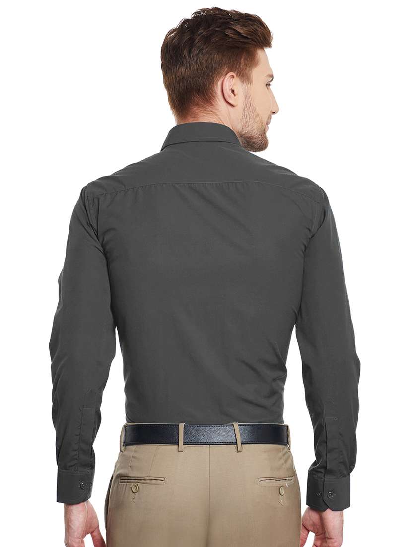 grey solid formal shirt - 16552705 -  Standard Image - 2