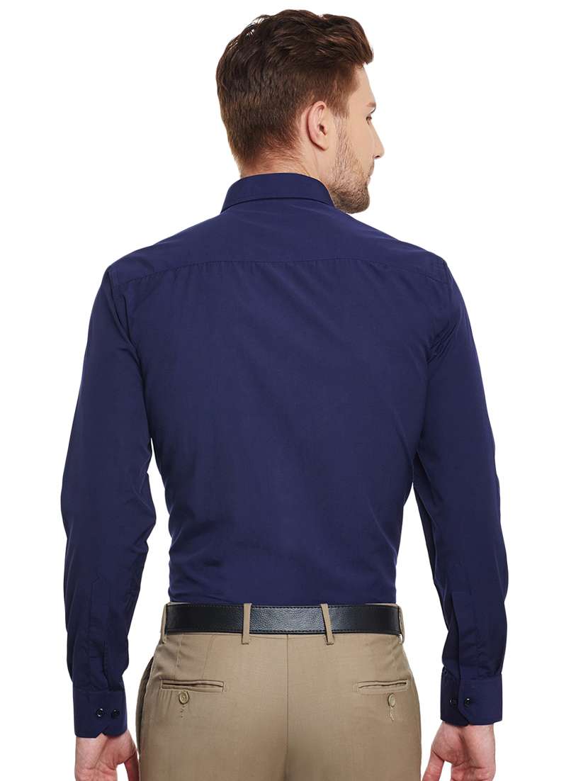 navy blue solid formal shirt - 16552712 -  Standard Image - 2