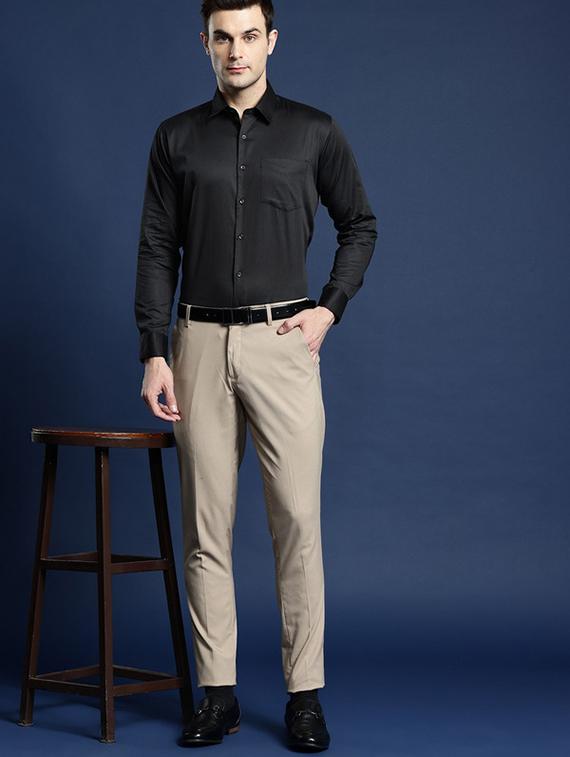 black solid formal shirt - 16552720 - Standard Image - 2