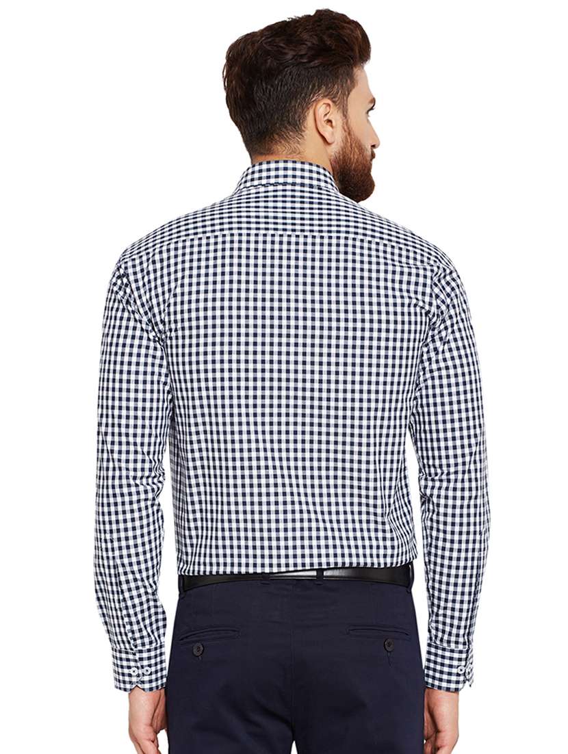 navy blue checkered formal shirt - 16552762 -  Standard Image - 2