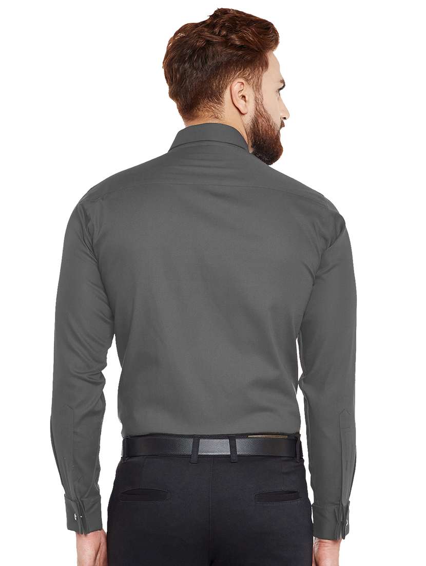 grey solid formal shirt - 16552763 -  Standard Image - 2
